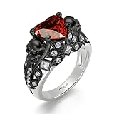 Jeulia 2.55 ct Heart Cut Diamond Skull Rings for Women Customized Bridal Sterling Silver Wedding Engagement Promise Rings for Her with GiftBox (Q-½, Beating Heart)