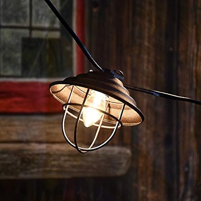 LumaBase Electric Caf¨¦ String Lights with 10 Bronze Metal Shades