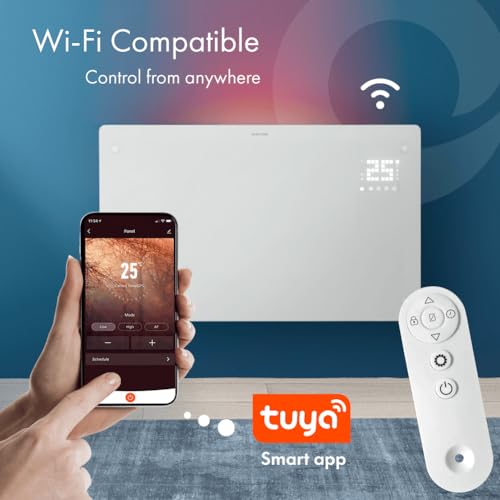 Devola Wifi Enabled Smart Electric Glass Panel Heater 2500W | Alexa Heating Control, Open Window Detection, Wall Mounted & Free Standing Low Energy Heaters With Timer | Lot 20, DVPW2500WH (White) - 4