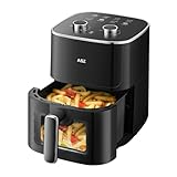 ASZ 5qt Air Fryer Compact Knob Black for dorm office - 4.7L Airfryer with Window 1400W Visual Basket - Non-Stick Pan, Manuel Control Max 60s Timer & 400℉ Kitchen Airfry Countertop Gift