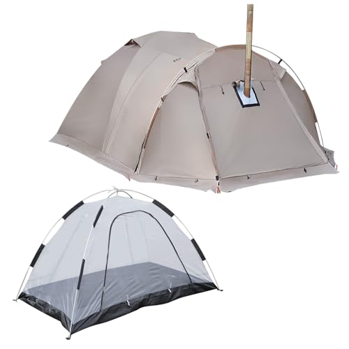 SOUUXIU Dome Tent for 2 Person Stable with Snow Skirt Fireproof Waterproof Tents for Camping Hiking Hunting Fishing