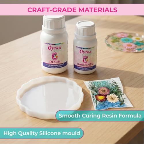Image of Oytra Resin Art Kit Coaster Set with Silicone Mould Epoxy Resin Liquid DIY Craft Kit with Tools for Beginners Artists Coasters Making Mold Material (4 Inch Coaster Kit)