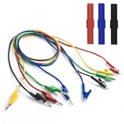 Image of Multimeter Banana Plug to Crocodile Alligator Clip Test Probe, 2PCS 4mm Stackable Colorful Silicone Banana Plug Wire Cable to Crocodile Clip Wire