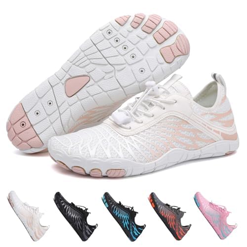 Shuilv Hike Barefoot Shoes Women with Wide Toe Box Non-Slip Quick Dry Grounded Water Shoes for Women Men Beach Pool Hiking Walking Footwear White