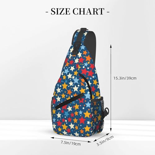 Mochila bandolera unisex ligera con patrón de estrellas coloridas miniatura 3