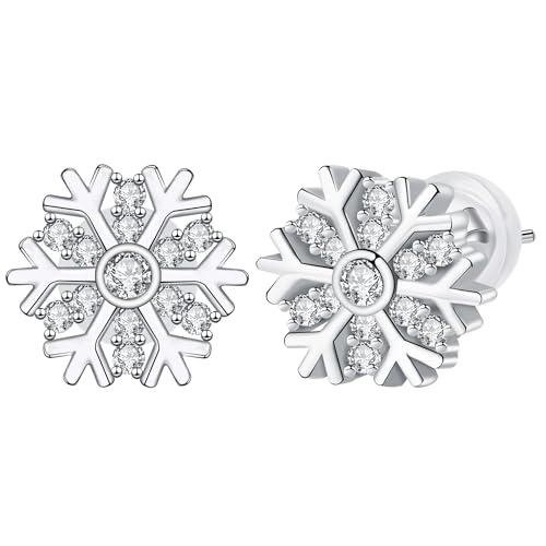 Arrebol Schneeflocke Ohrringe Damen 925 Sterling Silber Ohrstecker