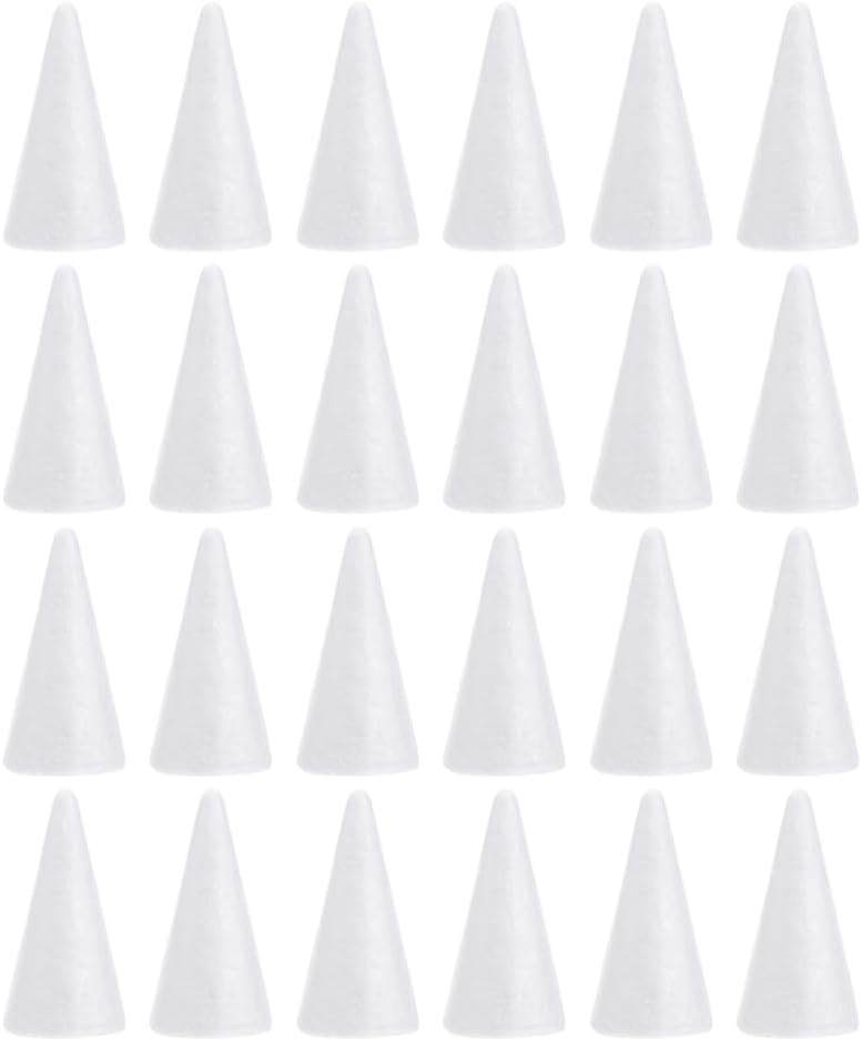 GANAZONO 24pcs Foam Cones Craft Polyethylene Foam Cone Shaped Crafts DIY White Crafts Cake Towers Table Centerpiece Flower Arrangement for Christmas Party