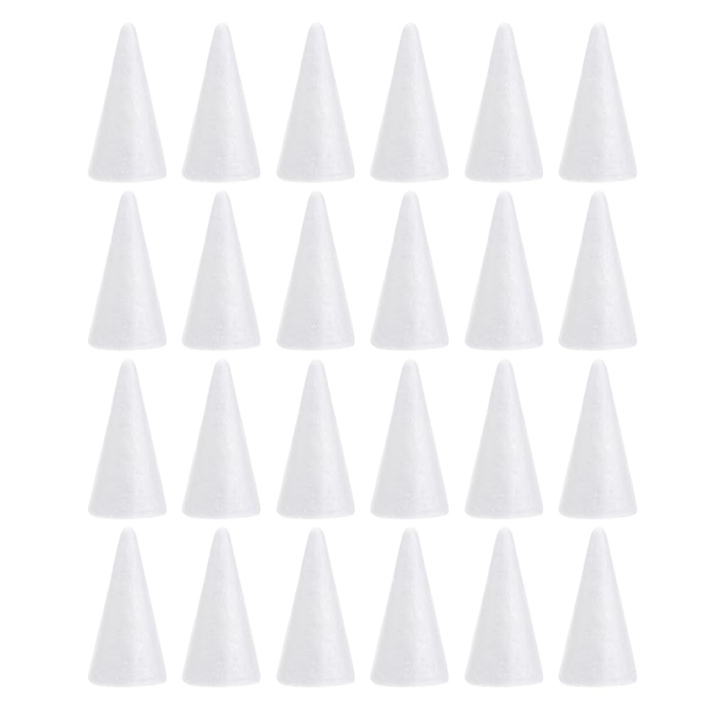 GANAZONO 24pcs Foam Cones Craft Polyethylene Foam Cone Shaped Crafts DIY White Crafts Cake Towers Table Centerpiece Flower Arrangement for Christmas Party