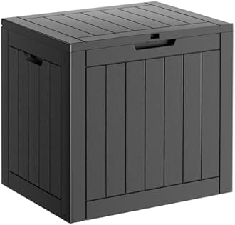PatioZen PationZen 31 Gallon Resin Deck Box, Lockable Package Delivery Box, Waterproof and UV Resistant Outdoor Storage Box for Patio Furniture, Garden Tools and Toys Storage - Black