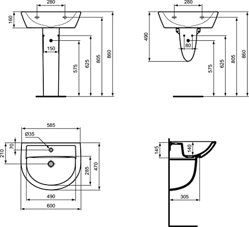 Ideal Standard - Eurovit Säule- Weiß
