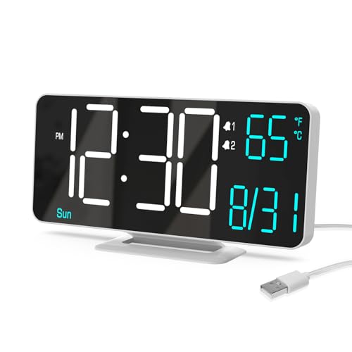 KOSUMOSU 6.7in Digital Alarm Clock โ Auto Dim, Dual Alarm