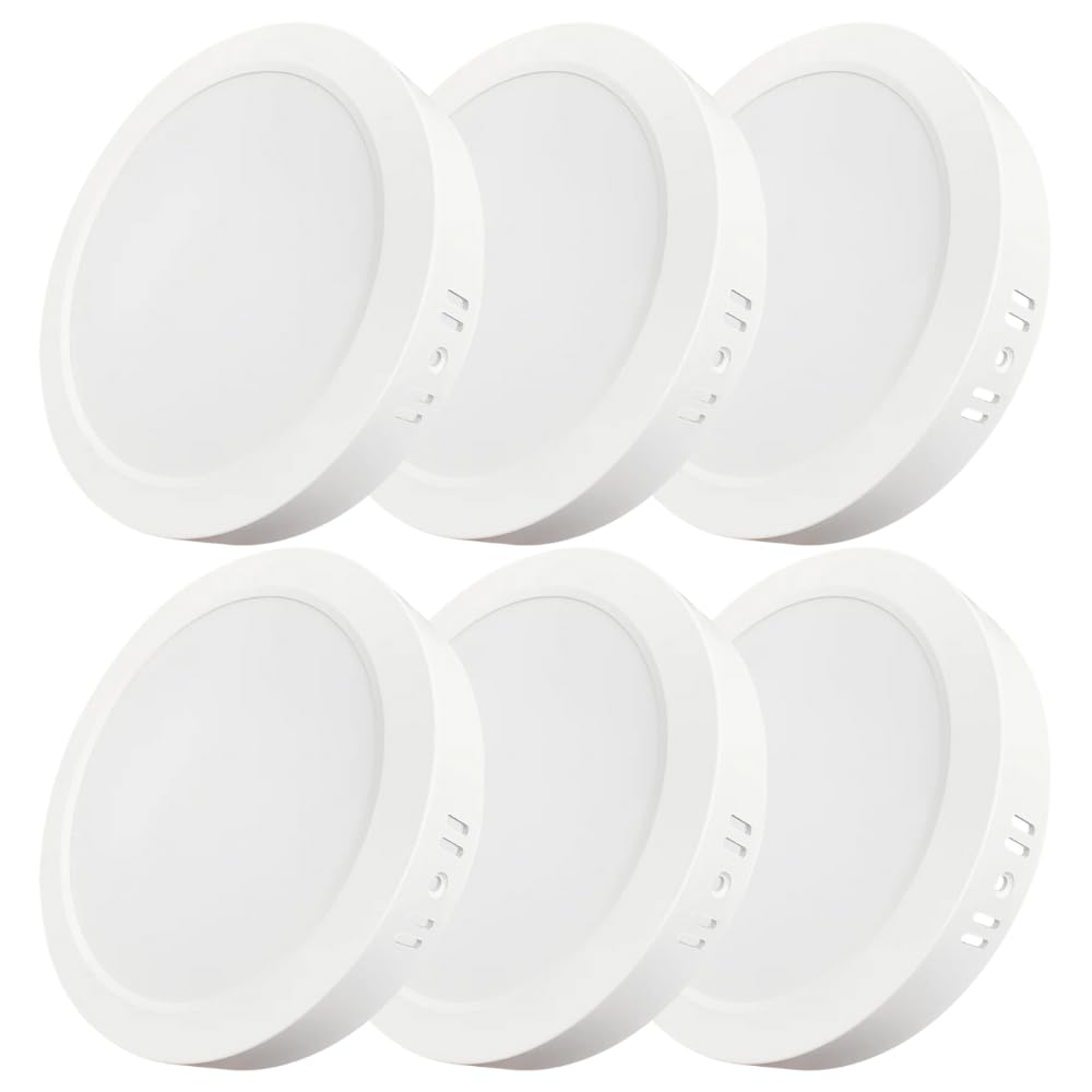 LUXULA LED Aufbauspot flach Weiß 6 Stück, 12W 1200lm Ø175x34mm, IP44 LED Aufputz, Spot CCT 3000K 4000K 6000K einstellbar, Deckenlampe Aufputz Aufbauleuchte, Spot für Bad, Küche, Flur & Wohnzimmer