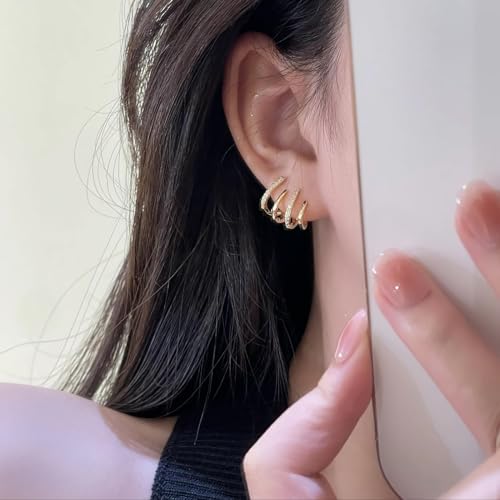Claw Earrings for Women Dainty Gold Silver Zircon Cuff Earrings Four Claw Half Hoop Stud Earring Minimalist Huggie Ear Wrap Piercing For Birthday Valentine's Day Christmas Gifts4