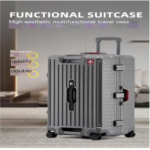 Duffle Bag Newly Upgraded Suitcase, Men's And Women's Password Box, Rechargeable, Portable, Lightweight High-end Suitcase Suitcase Tags(Gray,30in)4