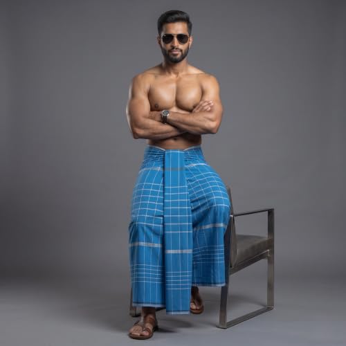 Image of Men's Cotton Lungi | Soft Breathable Wrap Around Lungi | Comfortable Daily & Home Wear for Men