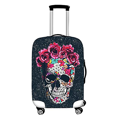 Surwin 3D Elastique Housse de Valise Luggage Cover, Protéger Étui avec Fermeture Éclair, Réutilisable Anti-Rayures Lavable Bagages Coffre Voyage Couvre (Fleur Triangle,S (18-20 Pouces)) Cover