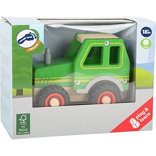 small foot Traktor aus 100% FSC-zertifizierten Holz und mit großen gummierten Reifen, ab 18 Monate, 11078, grün
