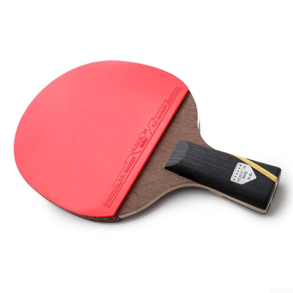 Raquettes de tennis de table en fibre de carbone Lot de 2, entraînement 6 étoiles, légères 400 g/paire, poignées longues et courtes