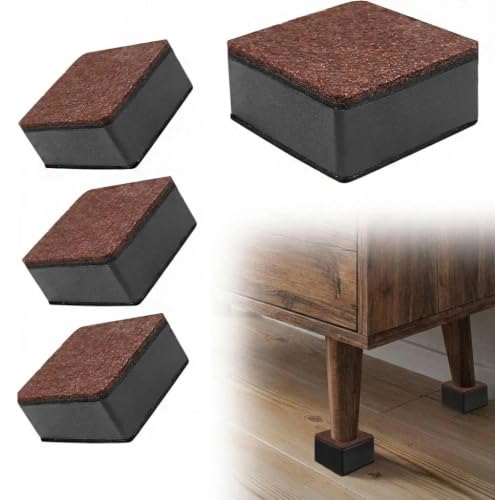 Patas de madera y acero para elevar camas y muebles en kit de 4 piezas 2