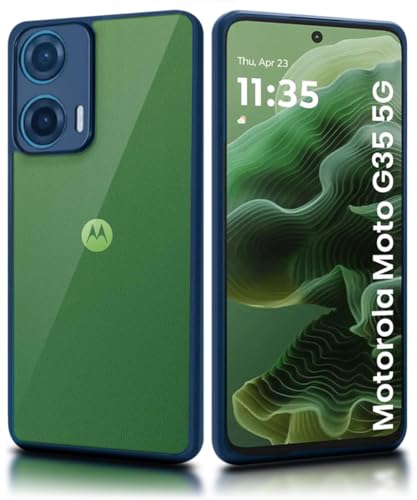 Image of WOW IMAGINE Shockproof Hybrid Back Cover for Motorola Moto G35 5G | Hard Slim fit Back Case | PC & TPU | Clear Transparent Case - Blue