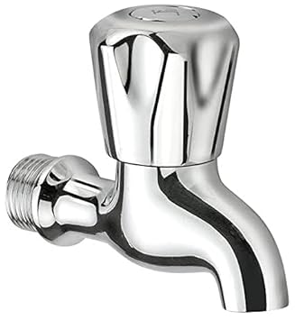 PUSHP Short Body Half Turn Brass Bib Cock/C.P. Fitting Bib Tap/Bathroom Tap/Wahsing Tap (Chrome Finish) - 15mm
