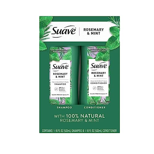 Suave Rosemary and Mint, 100% natural, Invigorating Shampoo and Conditioner Set, 18 oz 2 Pack