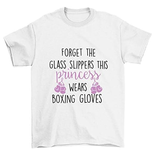 Flox Creative Kinder T-Shirt Vergessen Glas Hausschuhe Prinzessin trägt Boxhandschuhe Gr. 5-6 Jahre, weiß