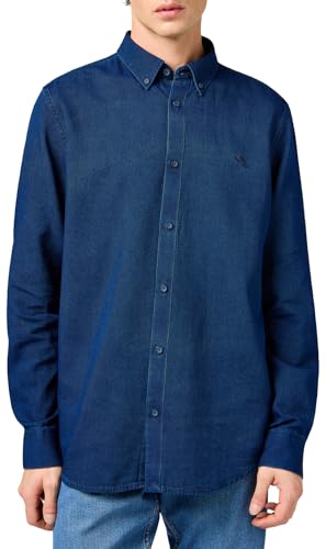 Wrangler Shirt Camiseta, Indigo Oxford, S Hombres