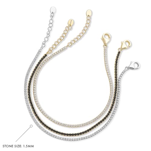 BERRICLE Sterling Silver Round Cut Cubic Zirconia CZ Statement Fashion Tennis Bracelet for Women, 2-3 Piece Set 7 inch2