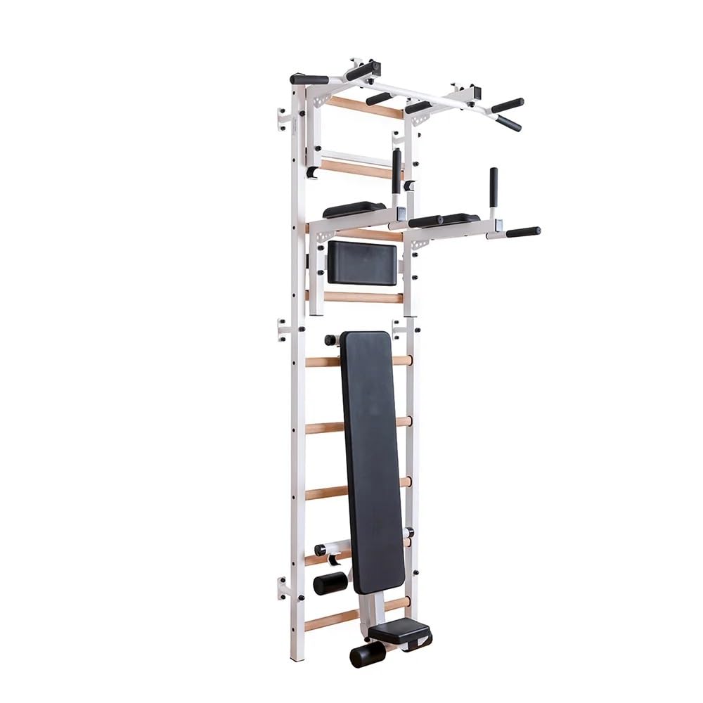 733W Wallbar Stall Bar Power Tower Compact Fitness Solution with Steel Frame and Convertible Metal Pull Up Bar