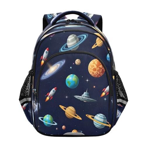 15 Inch Backpack for Kids, Kids Elementary School Backpack, Planets Deep Blue