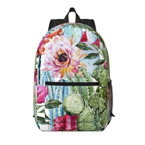 Sac à dos d'école léger EdWal noir imprimé cactus et roses