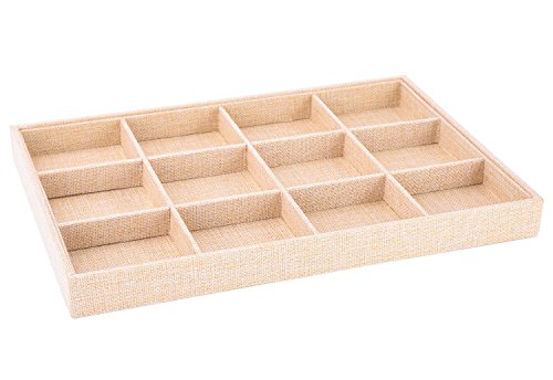 Autoark Sackcloth Stackable Jewelry Tray Showcase Display Organizer,Set of 3,AJ-005