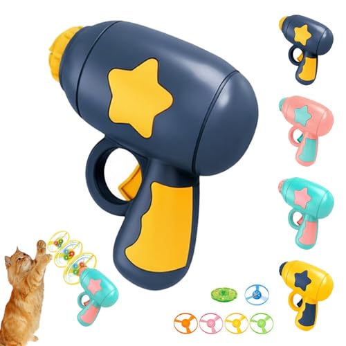 Bamboo Dragonfly Catapult Launcher, Hand-Crafted Bamboo Aerial Spinners & Light-Up Ground Tops-2-in-1 Interactive Cat Toy, New 2