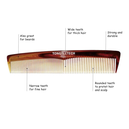 Hair Comb- Professional Hairdressing Comb Master Barber and Salon Anti Static Heat Resistant Strong and Durable Comb, Medium and Fine Tooth in Amber - Image 5