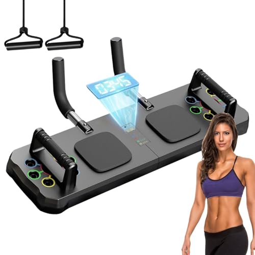 Barra de flexiones - Equipo de entrenamiento en casa con temporizador | Tabla de flexiones multifunción antideslizante para ejercicio en casa, fitness y entrenamiento de fuerza
