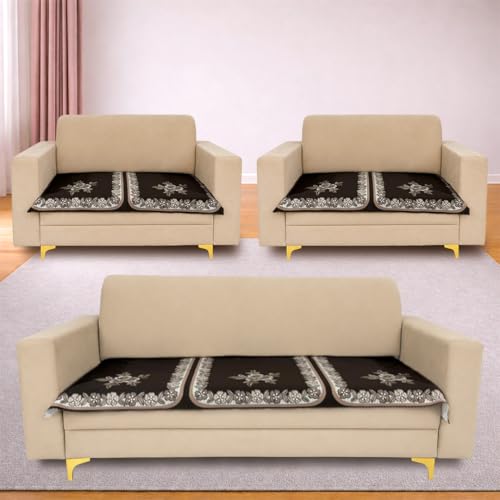 Image of Homerz Premium 'Luxe Series' Sofa Cover | Holland Velvet Fabric | Smooth Finish | Anti-Slip Fleece Backing Couch Protector (Royal, 7 (3+2+2) Seater, Only Seat Cover)