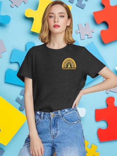 Childhood Cancer Awareness Shirts Women in September We Wear Gold T-Shirt Pediatric Cancer Short Sleeve Tops4