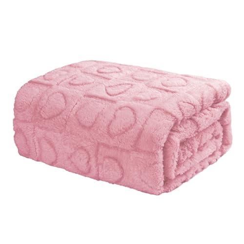 gogobunny Calming Plush Dog Cat Blanket 300GSM Coral Fleece, Ultra-Soft Machine Washable Pet Bedding for Small Medium Dogs Cats Puppies Kittens (Pink, 25x35)