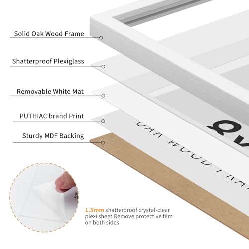 8x8 White Oak Wood Picture Frame - 8x8 Photo Frame, 8x8 Picture Frame Wood, Natural Solid Wooden Picture Frames for Wall Art Photo and Prints (3 Pack, White)