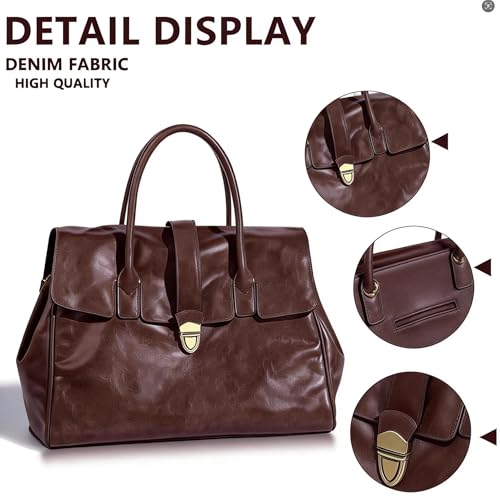 Bolso Tote para Mujer Cuero Vintage Marrón miniatura 6