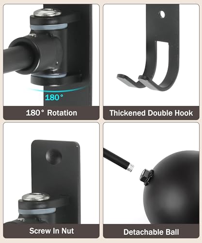 bylikeho Motorcycle Helmet Holder,Car Accessories Helmet Holder Wall Mount,Motorcycle Helmet Rack Wall Mount,180 Degree Rotation Helmet Hanger with 2 Hook,Helmet Rack for Motorcycle Bike Rugby Helmet