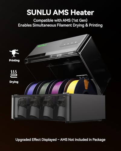 Image of SUNLU AMS Heater, Compatible with Bambu lab AMS Gen 1 - Enables Simultaneous Printing & Drying, Easy Installation, Fast Heating to 70C, 4-Spool Capacity Filament Dryer (Not Included AMS)