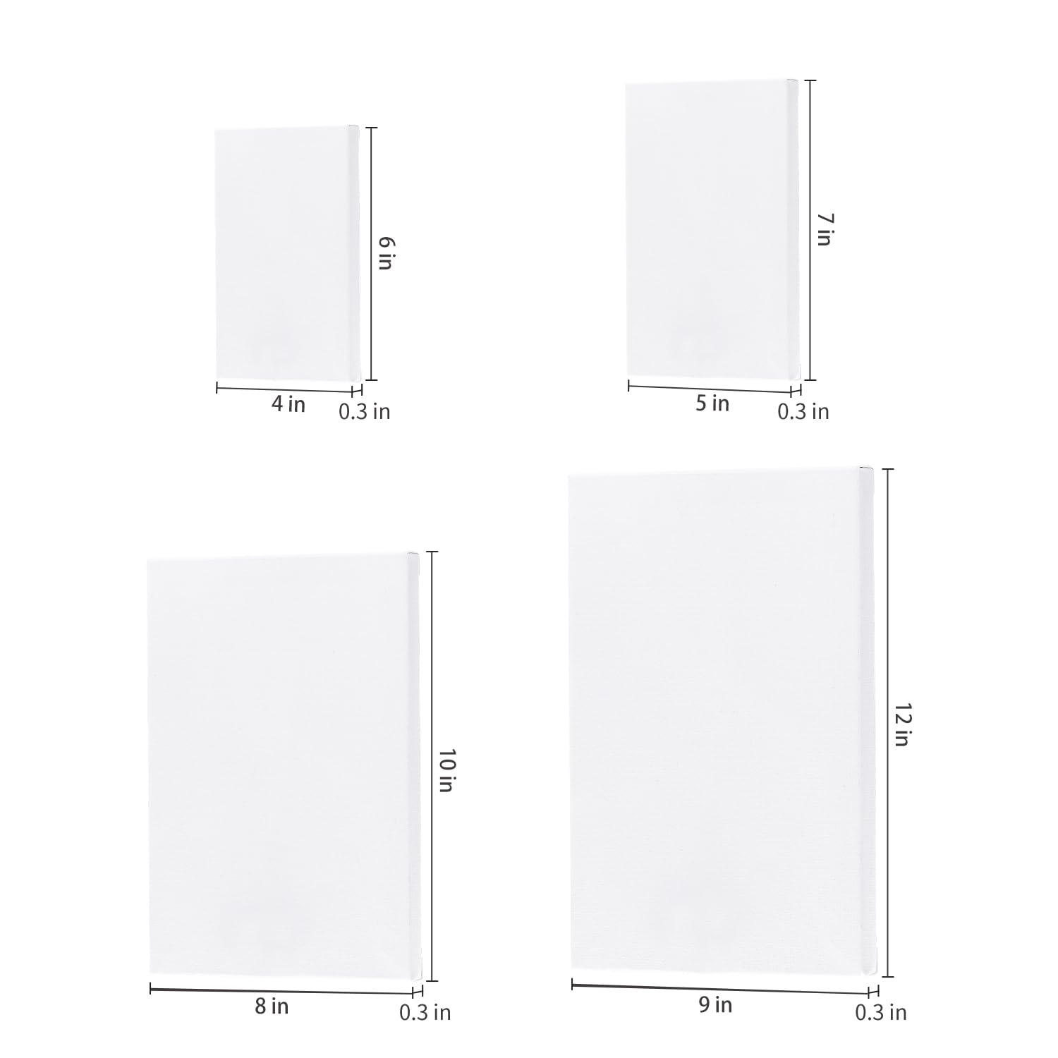 Hestya 12 Stück sortierte Mini-Leinwände, gespannte Leinwand, kleine Zeichnung, Leinwand, quadratische Malleinwand für Weihnachtsbasteln (10,2 x 15,2 cm, 12,7 x 17,8 cm, 22,9 x 30,5 cm)