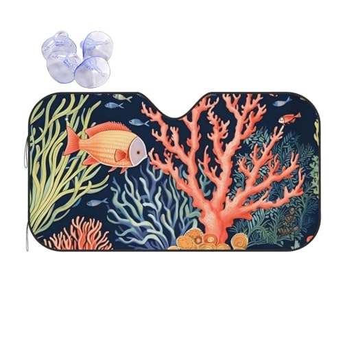Couverture pare-brise pliable poissons : isolation thermique 76x140cm et haute protection anti-UV