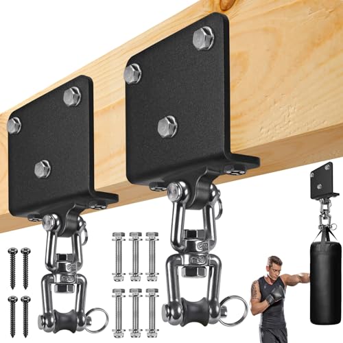 Kipika Heavy Bag Hanger Wall Mount Punching, Heavy Duty Boxing Bag Bracket for Home Gym Indoor Training, Adjustable & Rotatable Punching Bag Bracket for Boxing, Muay Thai (‎H: 360° Swivel beam hanger)