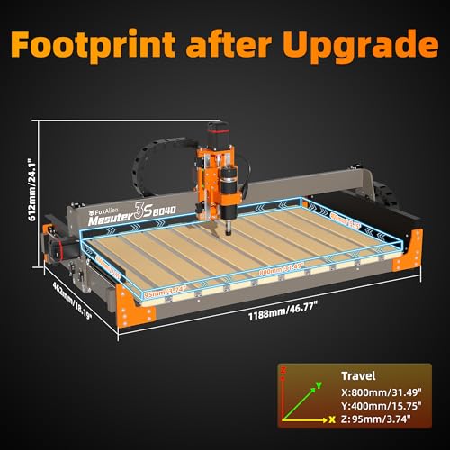 FoxAlien 3S 8040 X-axis Extension Kit with T-slot Hybrid Spoilboard for Masuter 3S CNC Router Machine, for Large Engraving Carving Projects (Extend X-axis to 800mm) - Image 4