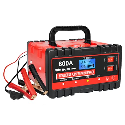 Duvcoywae Cargador De Batería para Automóvil | Cargador De Batería Alimentador Potente   Mantenedor Inteligente 12V 24V para Vehículos Carga Rápida Mantenimiento Autos Y Camiones Viajes