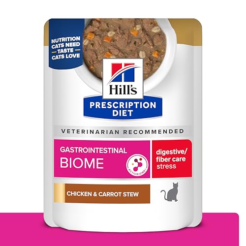 Hill's Prescription Diet Gastrointestinal Biome + Stress Chicken & Carrot Stew Wet Cat Food, 24 x 2.8 oz Pouches
