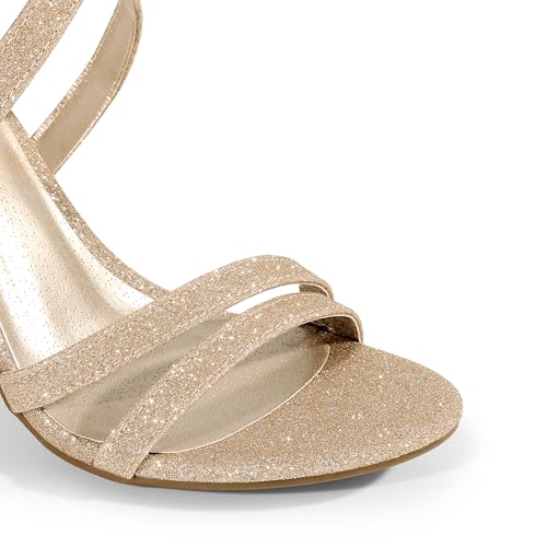 DREAM PAIRS Womens Chunky Heels 4 inch High Multi Strap Soft Comfort Block Heeled Sandals for Prom Dancing Wedding,Size 8.5,Gold,DWUMHS2501